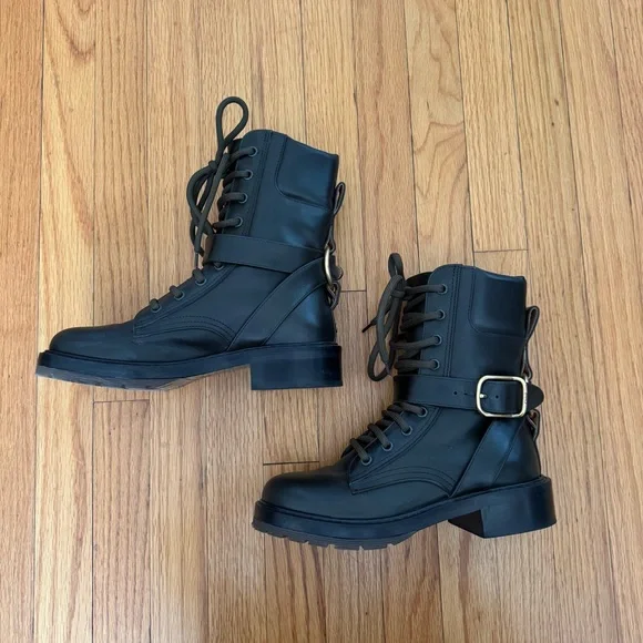CHLOE Combat Boots (Dark Khaki, 35) - Picture 1 of 5